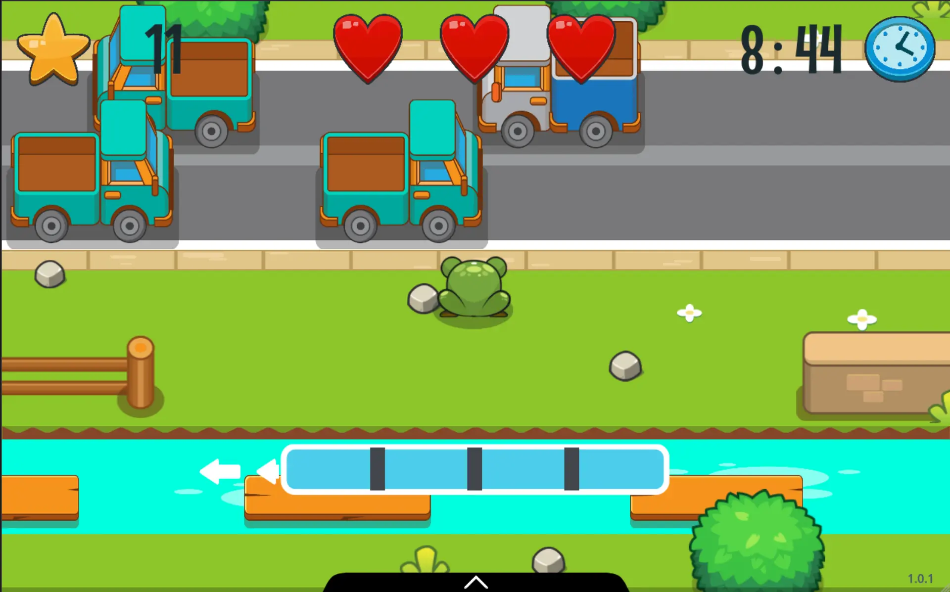 Road Toad — ekran z pojazdami i wskaźnikiem sterowania